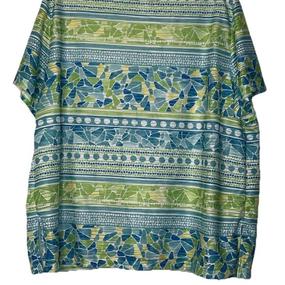 Alfred Dunner Woman  Top Sz 1X Lined Pullover Embellish Collar Blue Green Shirt - Picture 8 of 11